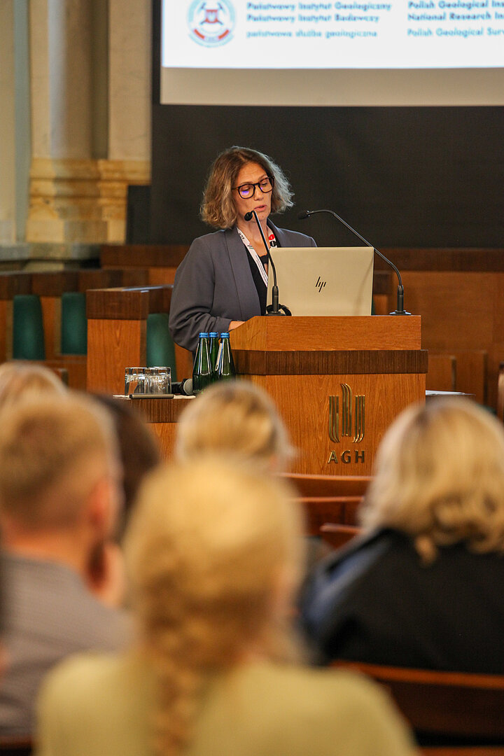 Na zdjęciu widać kobietę wygłaszającą wykład 